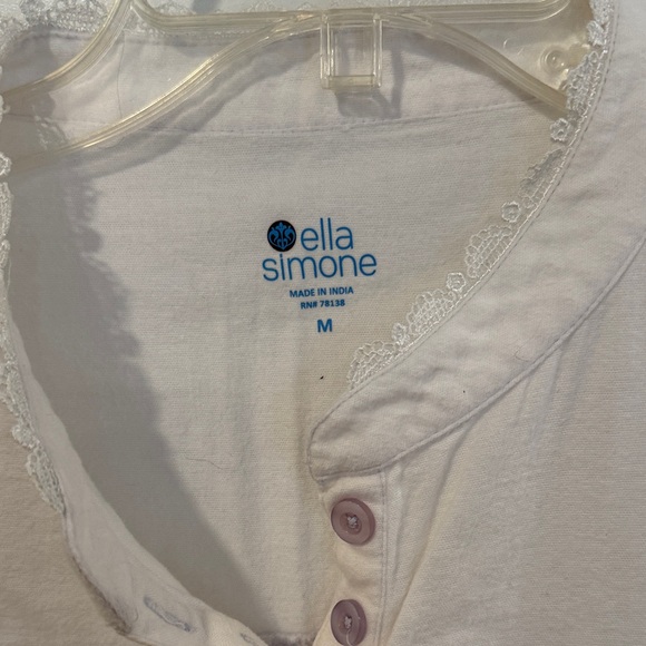 Ella Simone Victorian Ruffle Flannel Nightgown - White - Picture 3 of 11